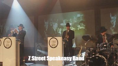 Image: Gatsby theme entertainment for a 1920s theme event with a Jazz Band in Orlando. 